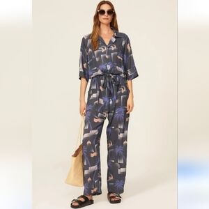 Paradised Blue Apres Beach Tropical Jumpsuit Size XS